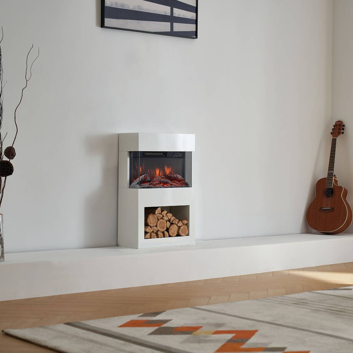 KAMINIO Elektrischer-Kamin HENRI weiß Metall B/H/T: ca. 48x75x21,7 cm ca. 2000 W