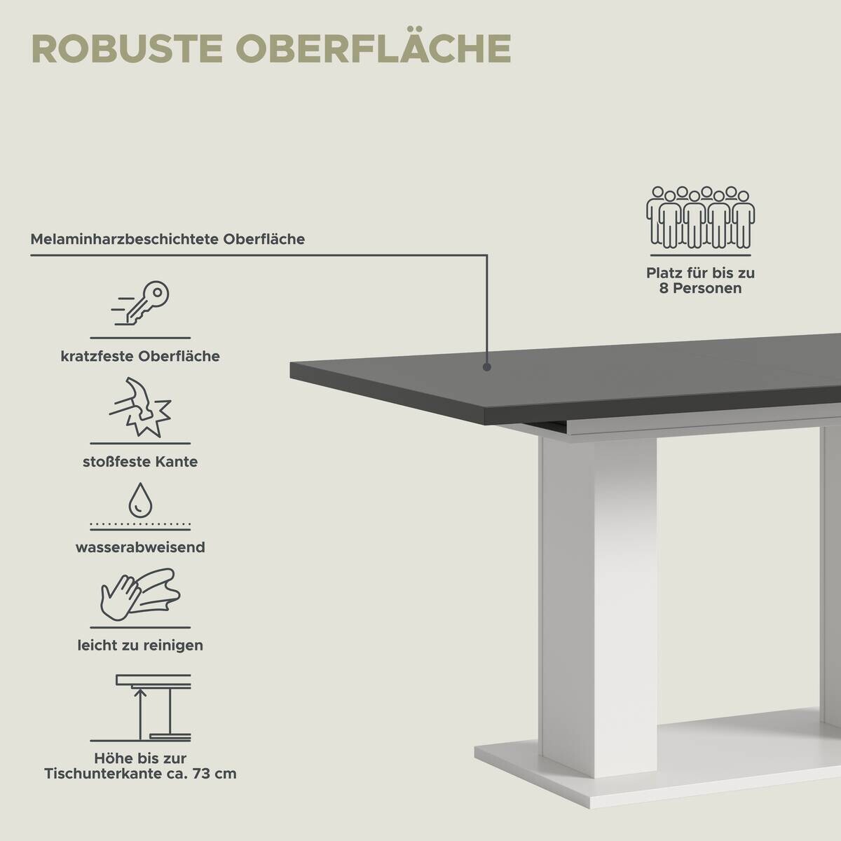 Esstisch MOTION grau B/H/T: ca. 150x76x90 cm