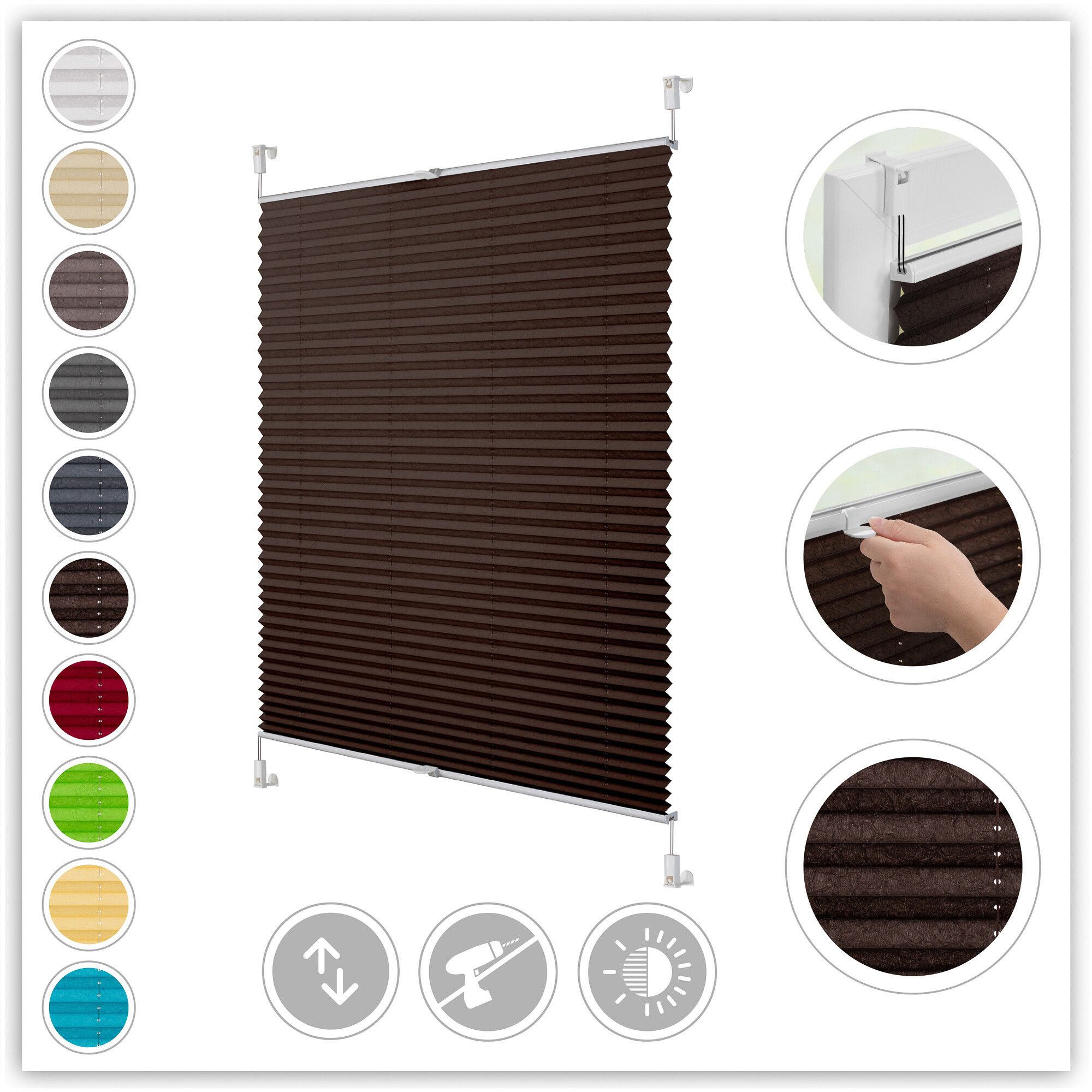 LICHTBLICK Spannplissee braun B/L: ca. 55x130 cm