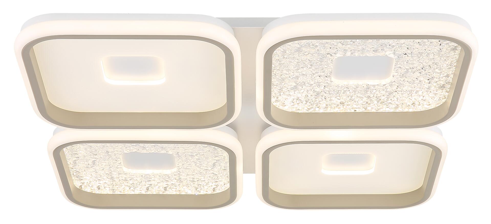 GLOBO LED-Deckenleuchte weiß Opal sand Metall Kunststoff B/H/L: ca. 54x7,8x54 cm 1 Brennstellen