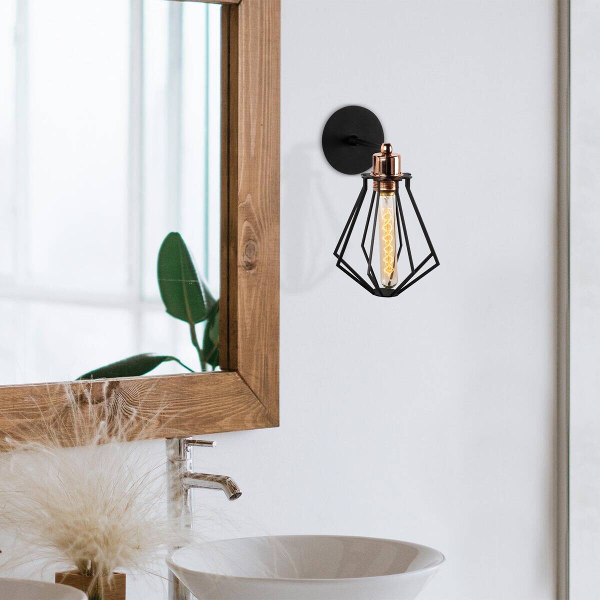 Opviq Wandleuchte Oylat bronze schwarz Metall B/H/T/L/D: ca. 18x30x18x18x18 cm E27 1 Brennstellen