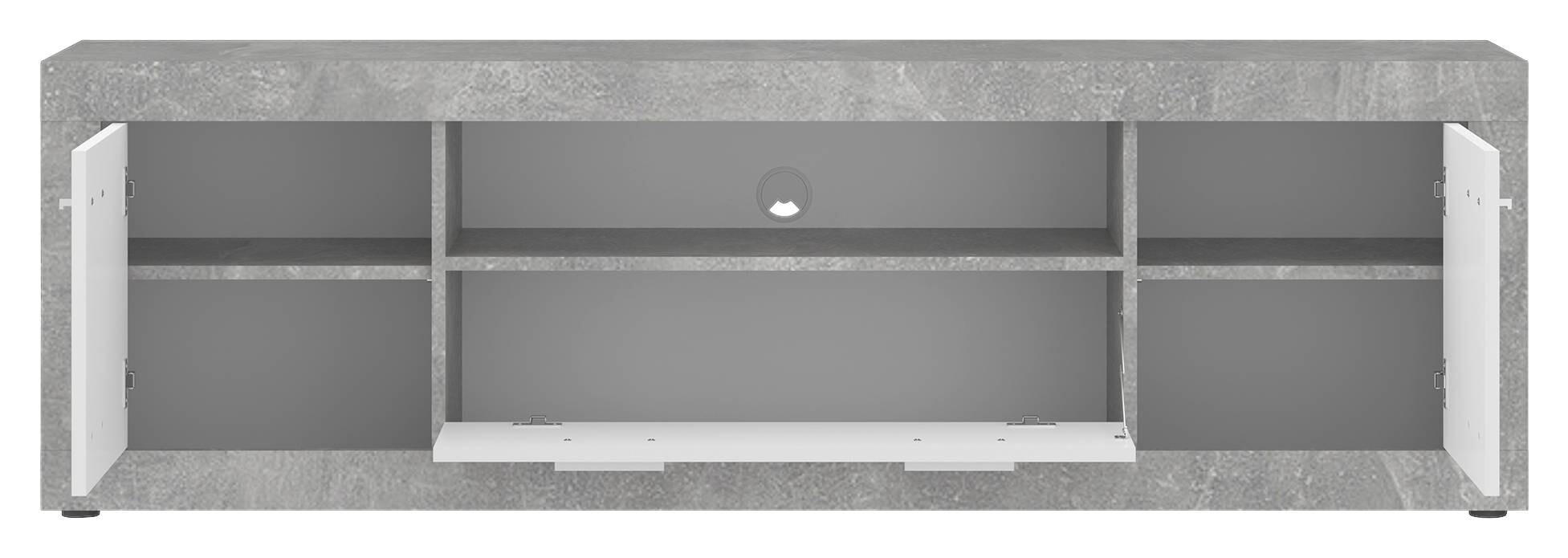 TV-Lowboard Focus Beton Optik weiß glänzend B/H/T: ca. 173,8x54x39 cm TV-Lowboard Focus Beton Optik weiß glänzend B/H/T: ca. 173,8x54x39 cm