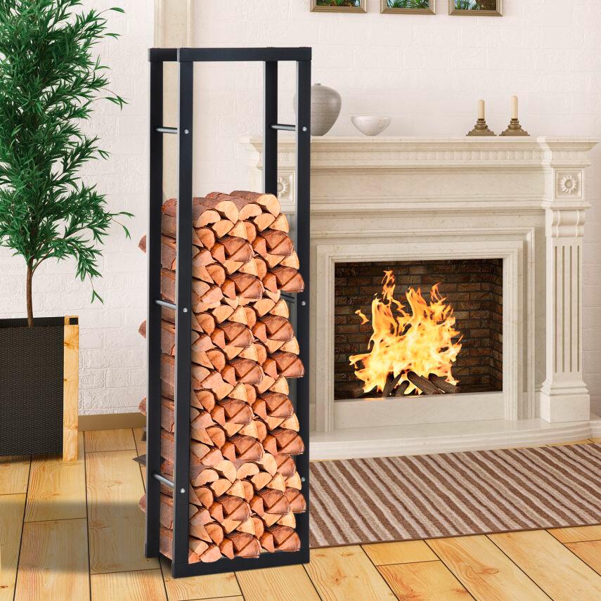 HOMCOM Kaminholzständer schwarz B/H/T: ca. 40x150x25 cm