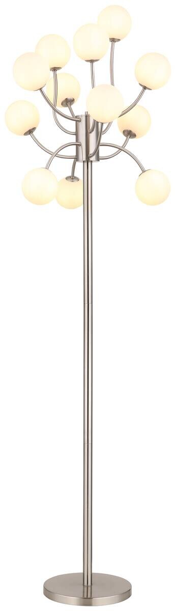 GLOBO Stehleuchte schwarz nickel matt Opal Metall Glas Kunststoff H/D: ca. 200x62 cm G9 12 Brennstellen