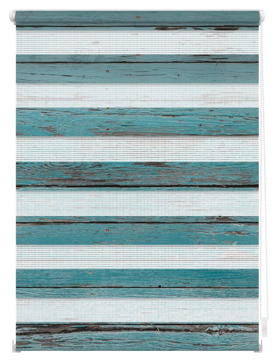 LICHTBLICK Doppelrollo Duo Bretter petrol B/T: ca. 80x150 cm