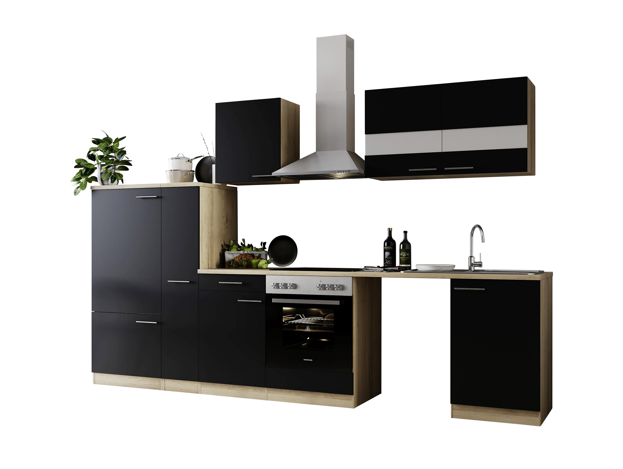 Respekta Küchenblock Merle schwarz B/H/T: ca. 310x200x60 cm