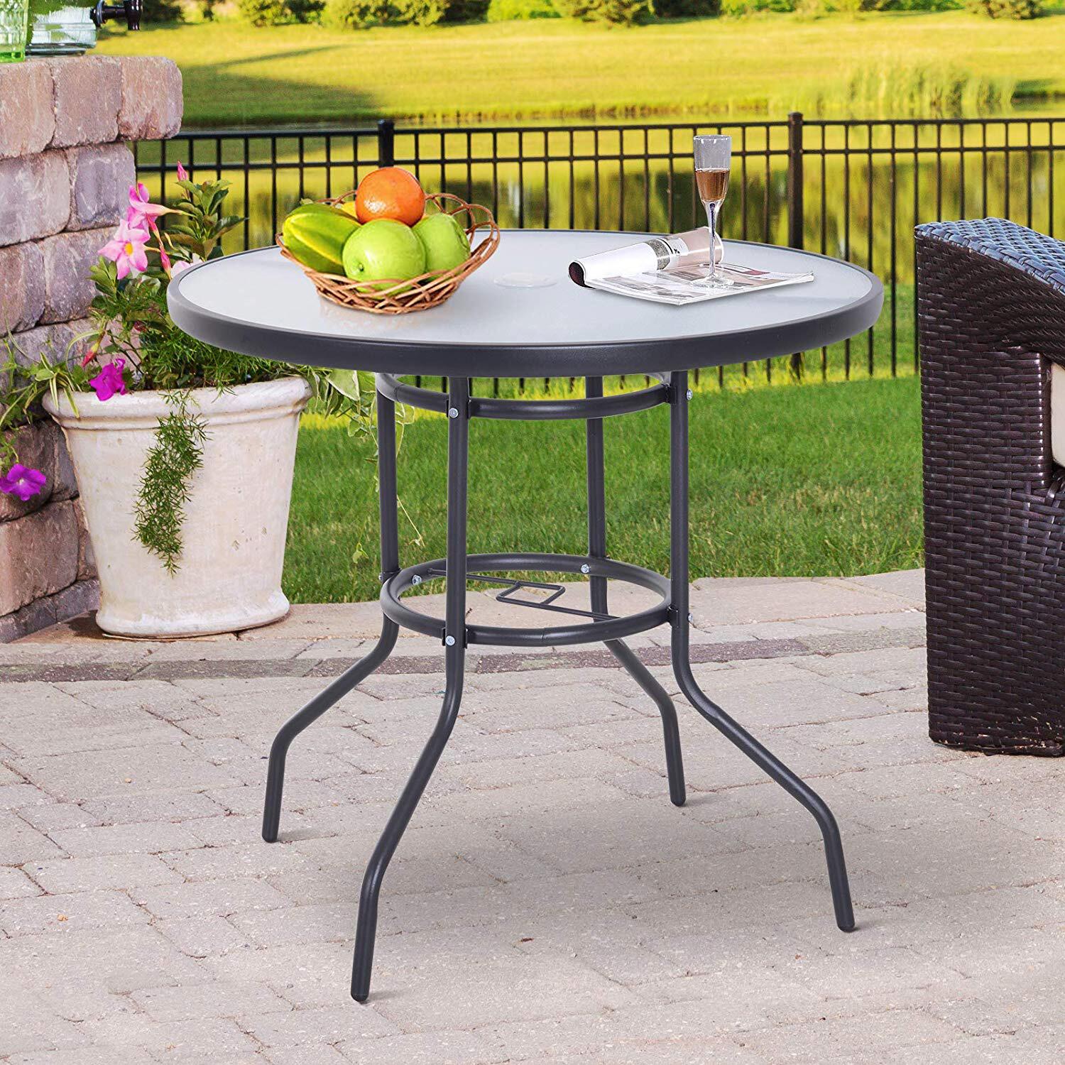 Outsunny Gartentisch schwarz Stahl H/D: ca. 72x80 cm