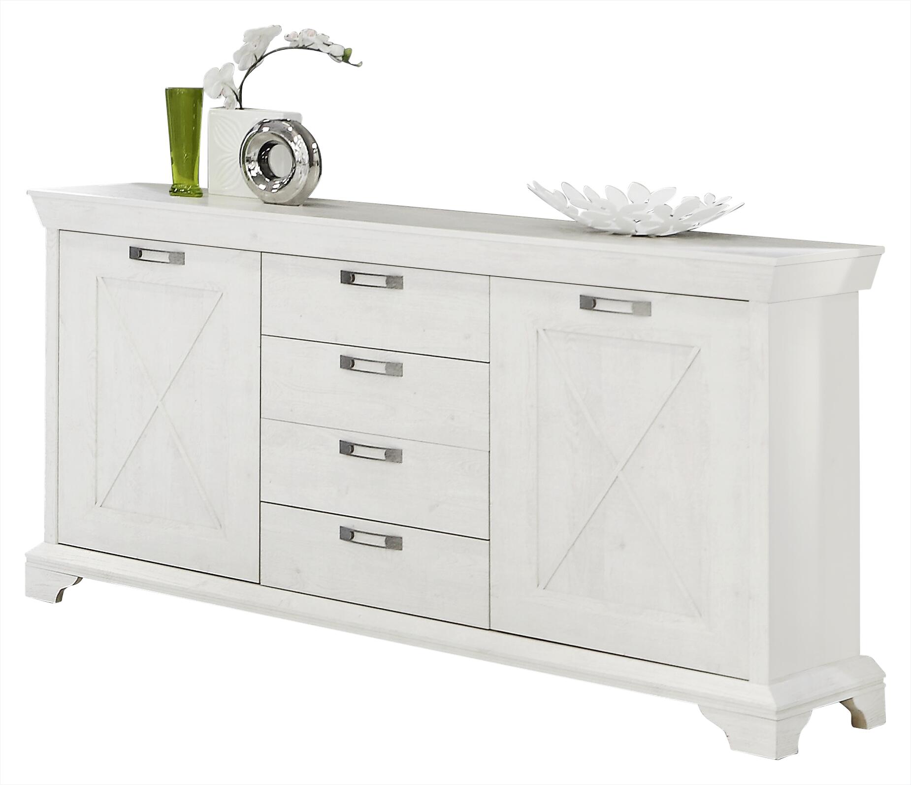 Sideboard  weiß Pinie Nachbildung B/H/T: ca. 178x96x48 cm