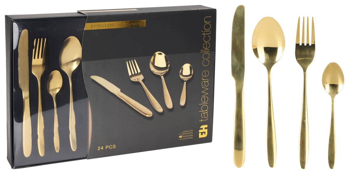 Besteckset gold Edelstahl 24 tlg.