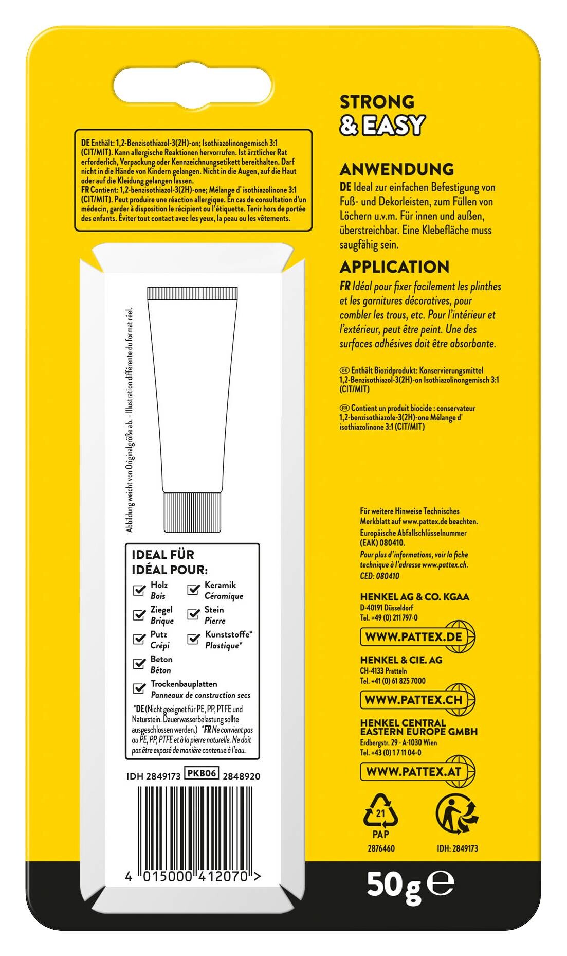Pattex Montagekleber Kleben statt Bohren ca. 50 g