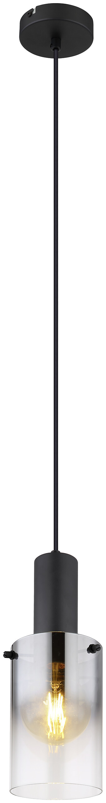 Pendelleuchte Florentina schwarz Glas Metall H/D: ca. 150x12,5 cm E27 1 Brennstellen