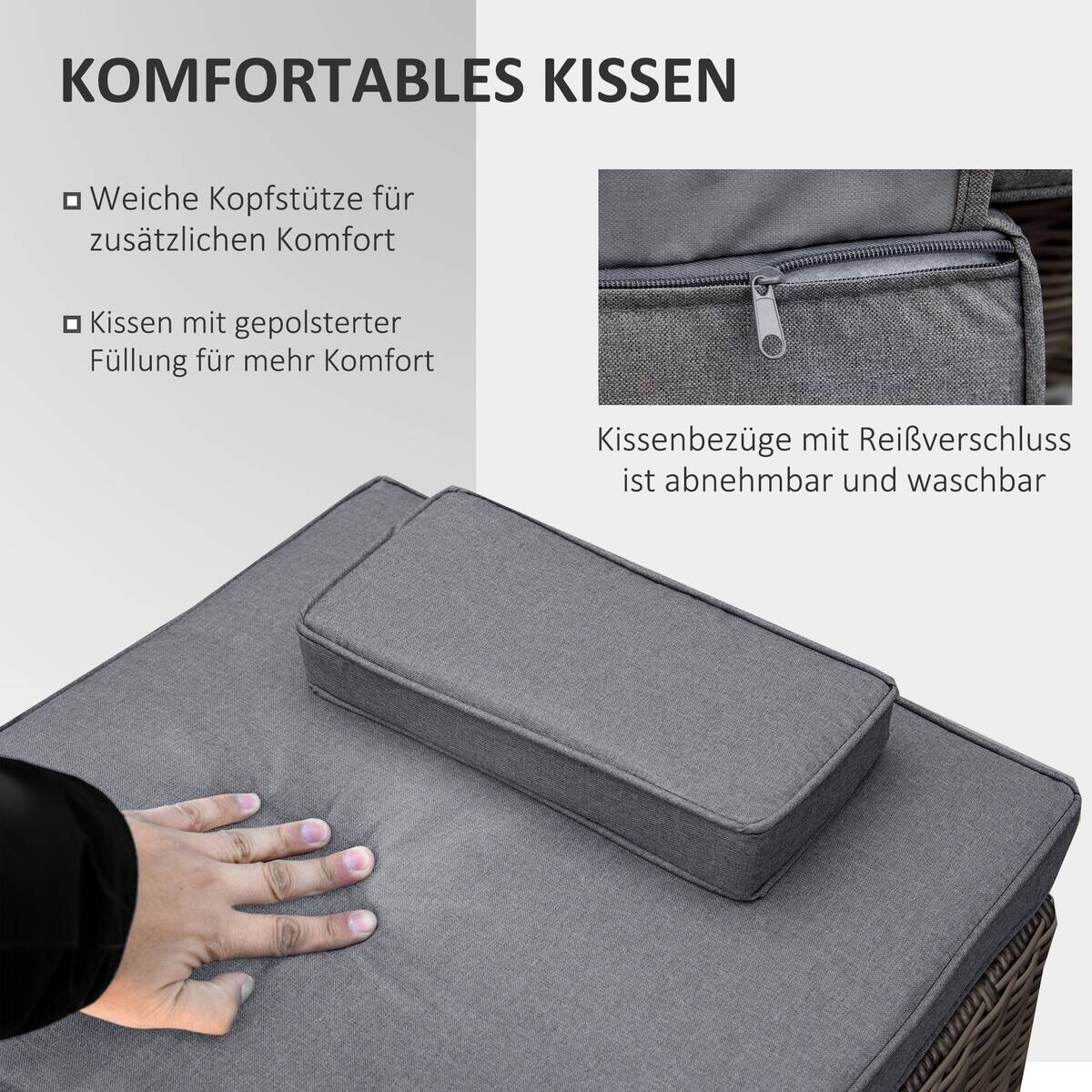 Outsunny Sonnenliege grau Aluminium B/H/L: ca. 60x195x91 cm