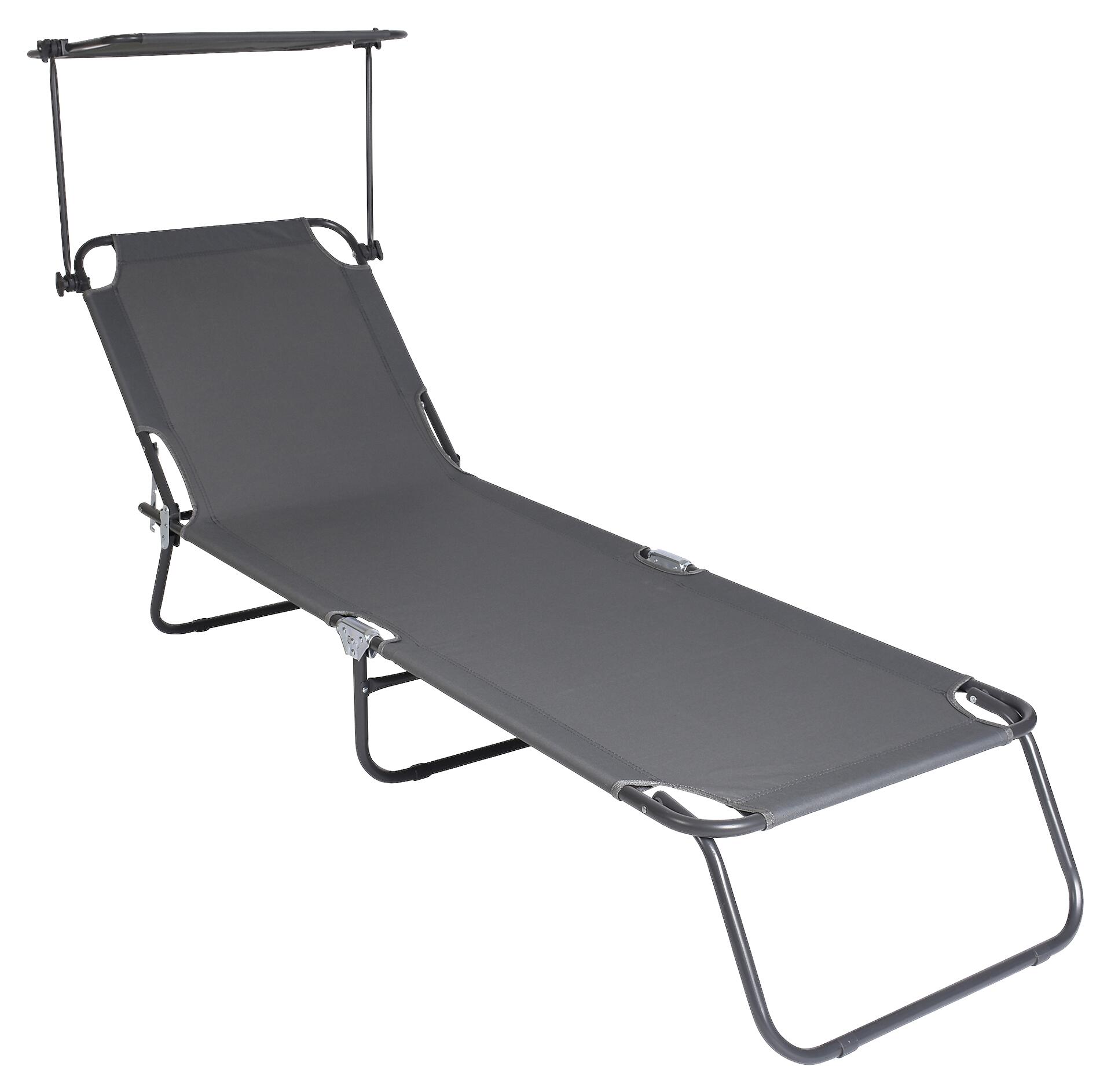 VCM Sonnenliege grau Polyester-Mischgewebe B/H/L: ca. 55x34x190 cm