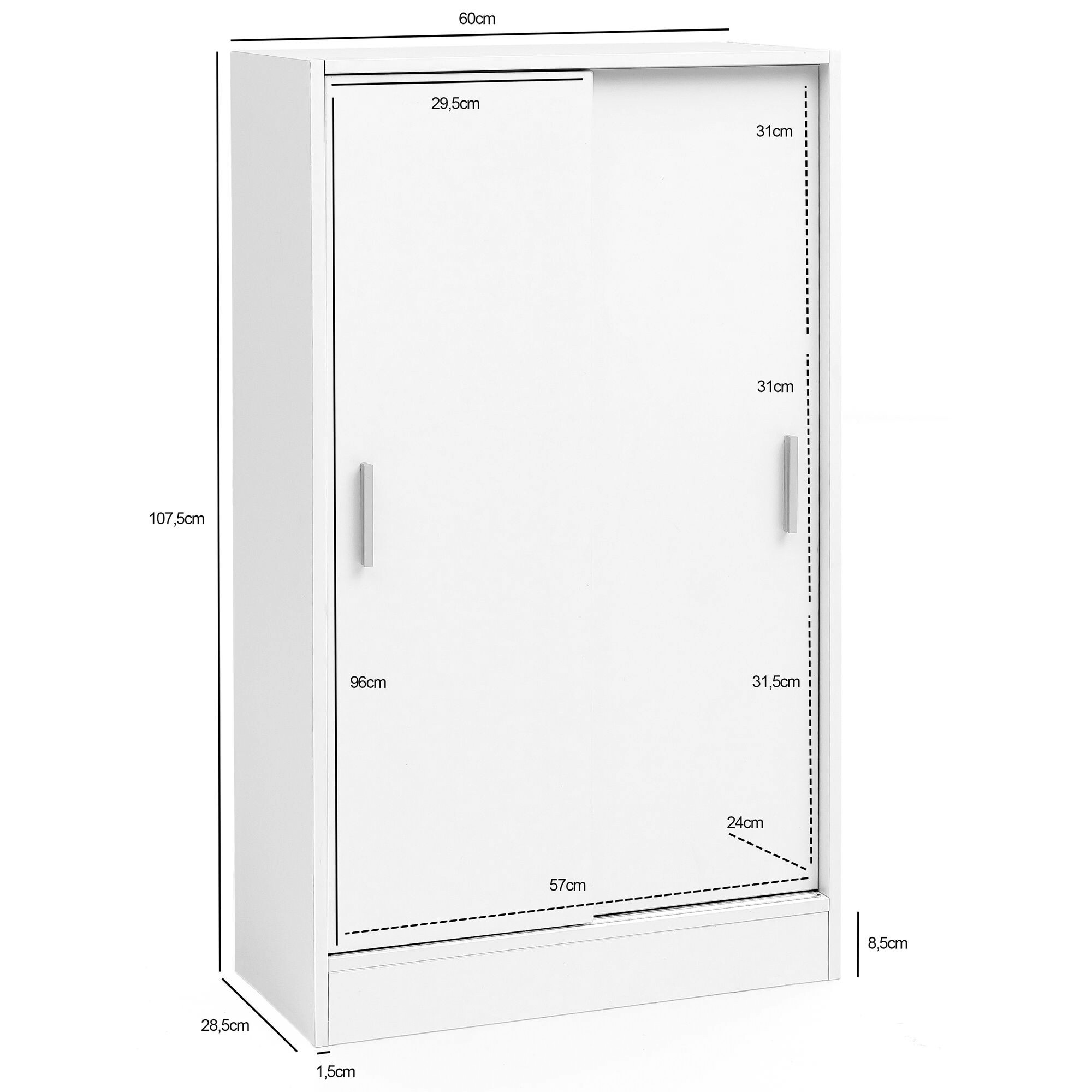 Aktenschrank weiß B/H/T: ca. 60x107,5x28,5 cm