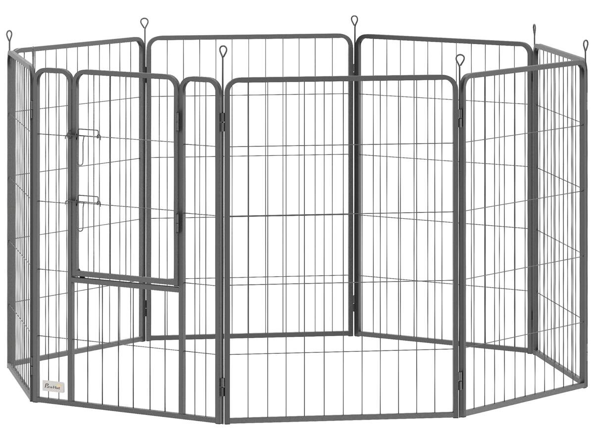 PawHut Welpenauslauf schwarz Stahl B/H/L: ca. 136x100x136 cm