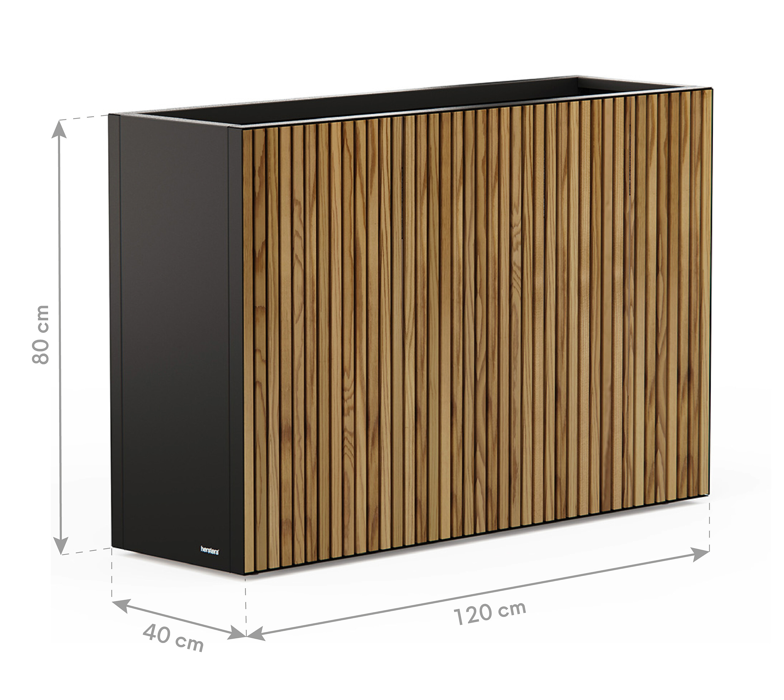 Herstera Garden Pflanzkübel Deco Planter schwarz Holz B/H/L: ca. 120x80x40 cm
