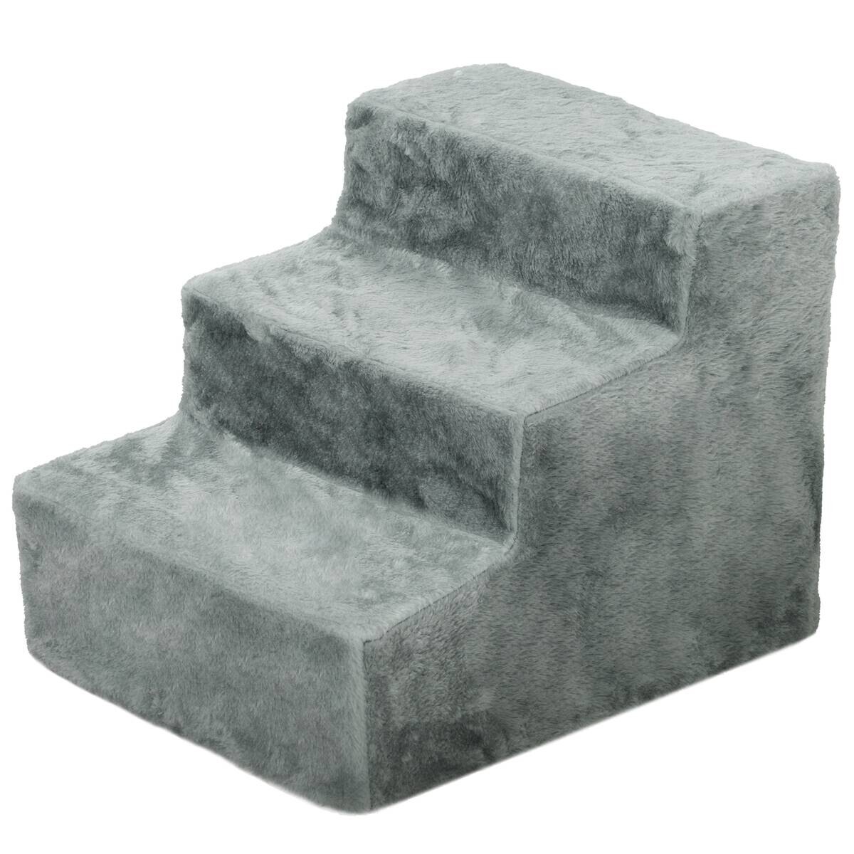 PawHut Haustiertreppe hellgrau Plüsch B/H/L: ca. 35x35x46 cm