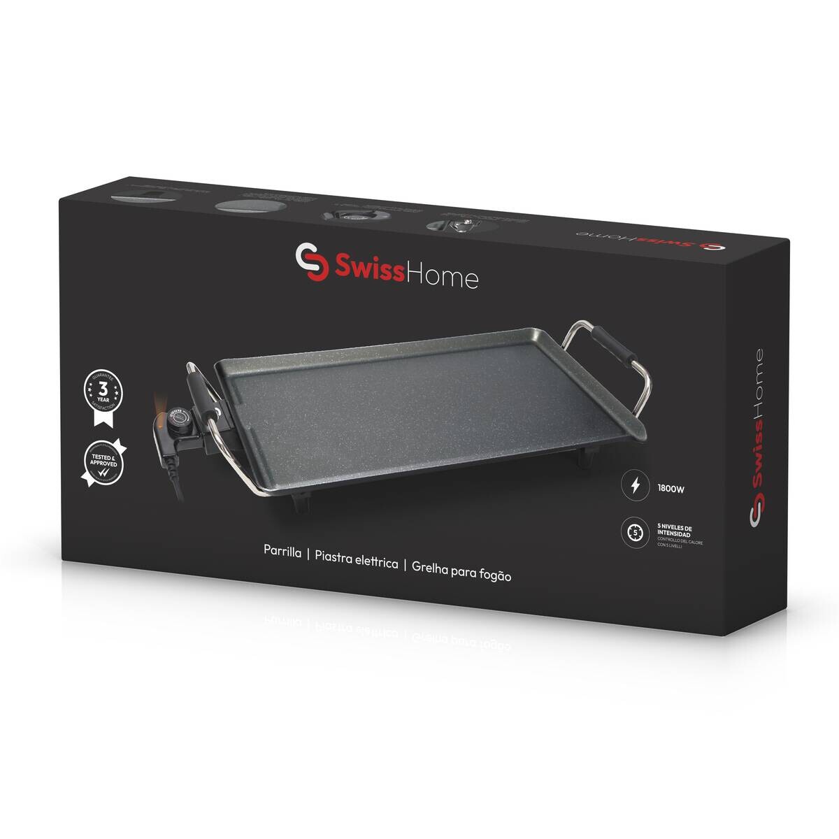 SWISS HOME Grillplatte SH-6629-S schwarz Aluminium B/H/L: ca. 27x11x52,5 cm