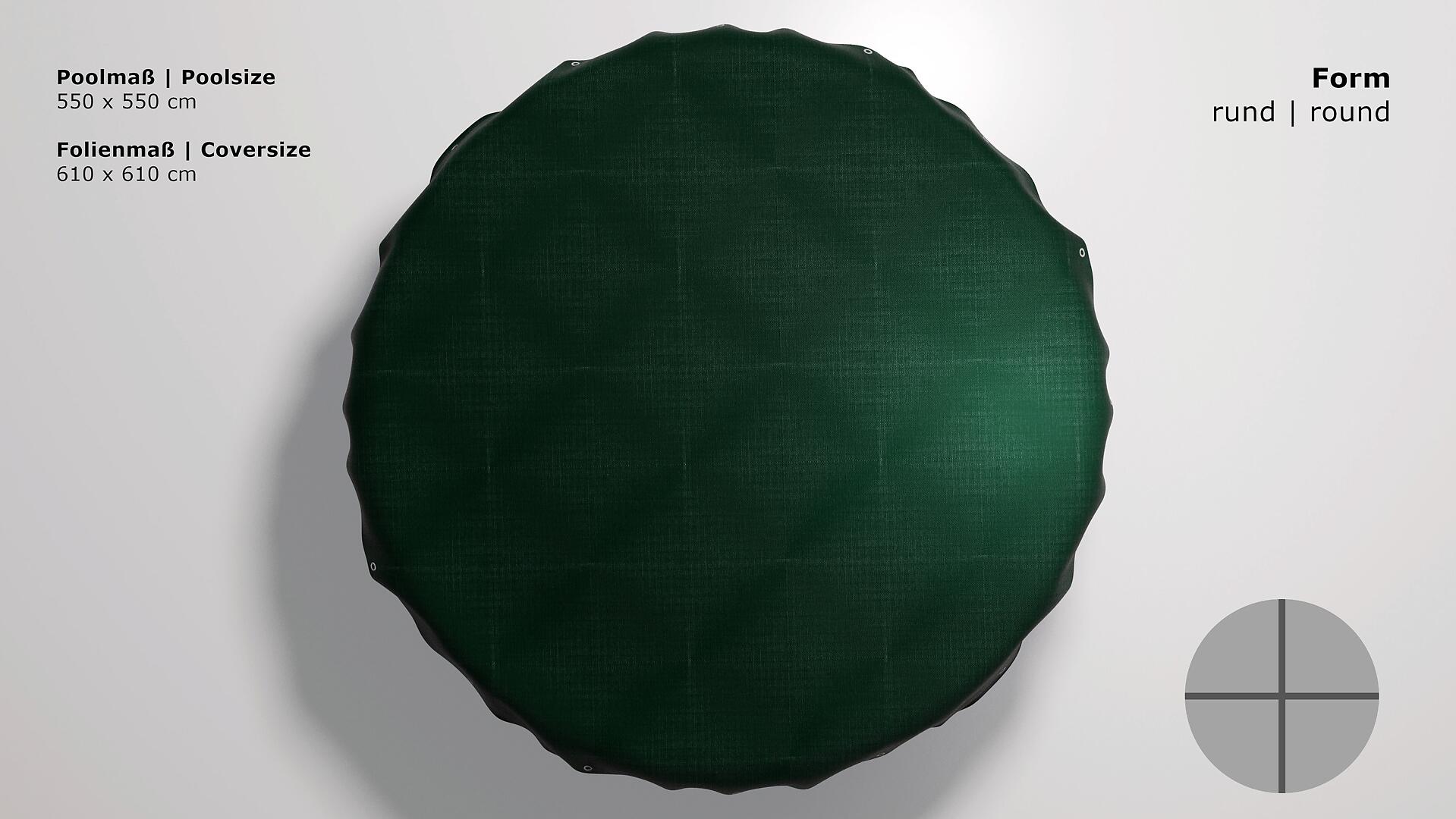 Grasekamp Abdeckplane für Pool rund grün Kunststoff D: ca. 550 cm