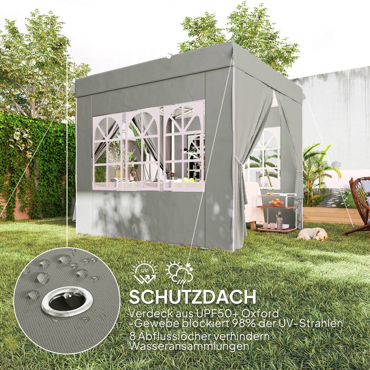 Outsunny Pavillon hellgrau Polyester B/H/L: ca. 248x270x248 cm