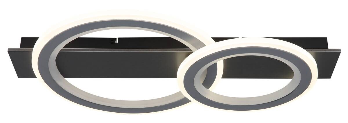 GLOBO LED-Deckenleuchte grau mattschwarz Opal Kunststoff Acryl Metall B/H/L: ca. 37x8x63 cm 1 Brennstellen