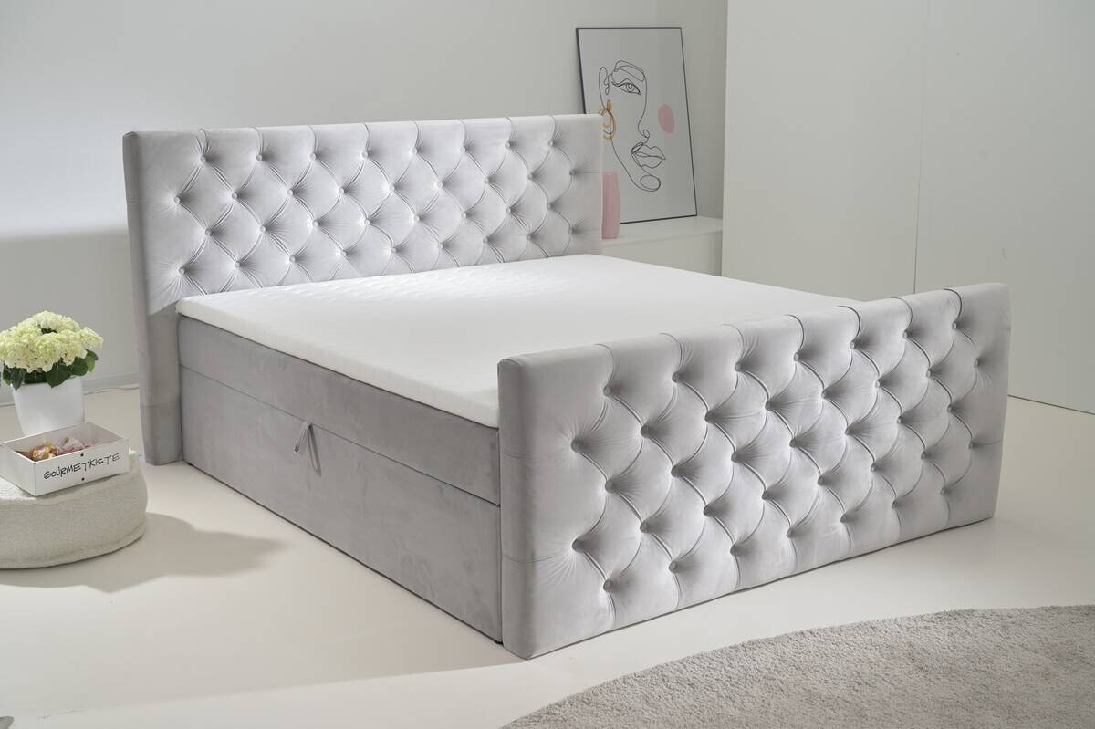 Boxbett Glow Silbergrau B/H/T: ca. 200x117x224 cm