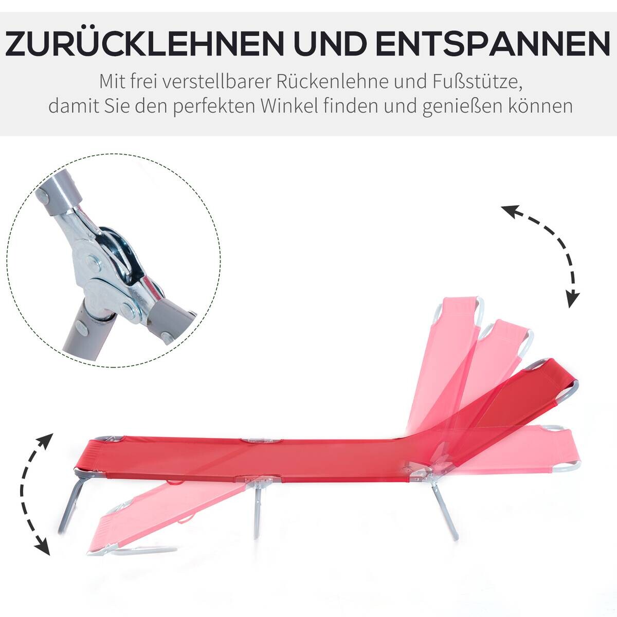 Outsunny Sonnenliege rot Polyester B/H/L: ca. 55x24x187 cm