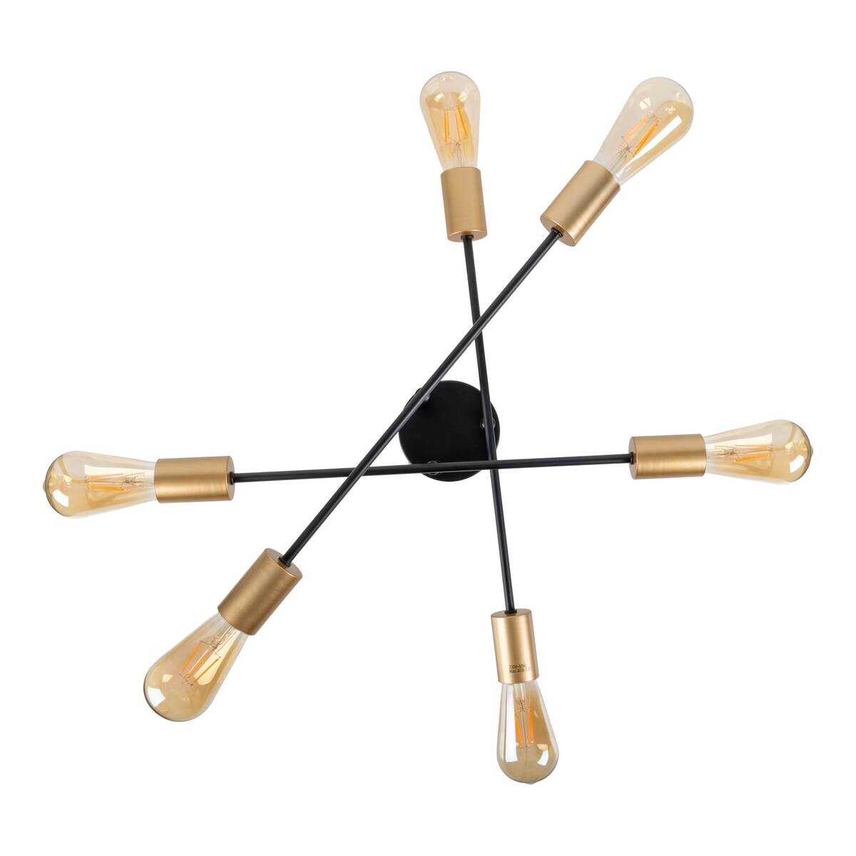 Näve Leuchten Deckenleuchte 1365722 schwarz Metall B/H/T: ca. 54,5x17,5x54,5 cm E27 6 Brennstellen