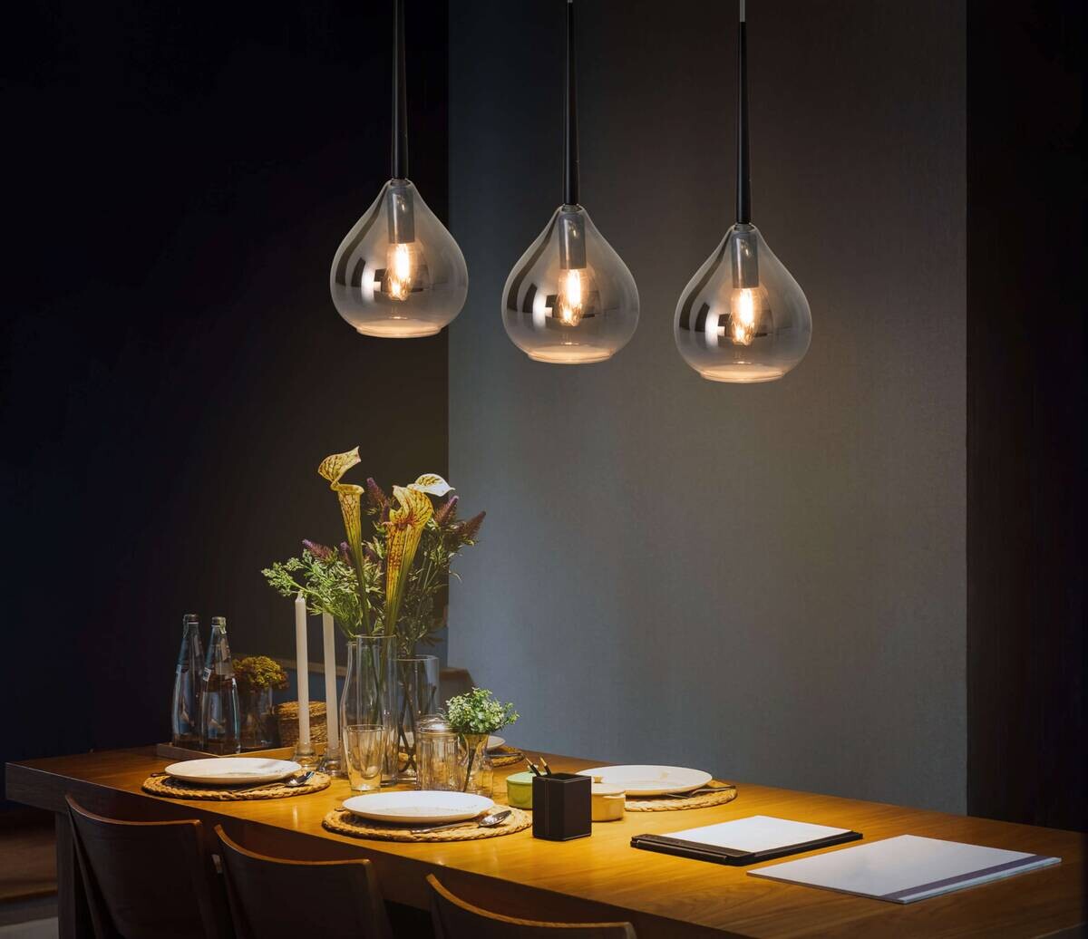 Näve Leuchten Pendelleuchte 6126997 anthrazit Kunststoff Metall Glas B/H/T: ca. 16x17x16 cm E14 1 Brennstellen