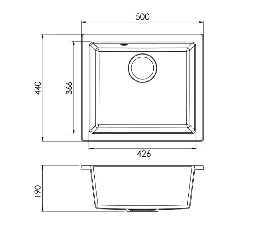 Respekta Einbauspüle Ohio 50 x 44 B sandbeige Mineralite B/H/T: ca. 44x19x50 cm