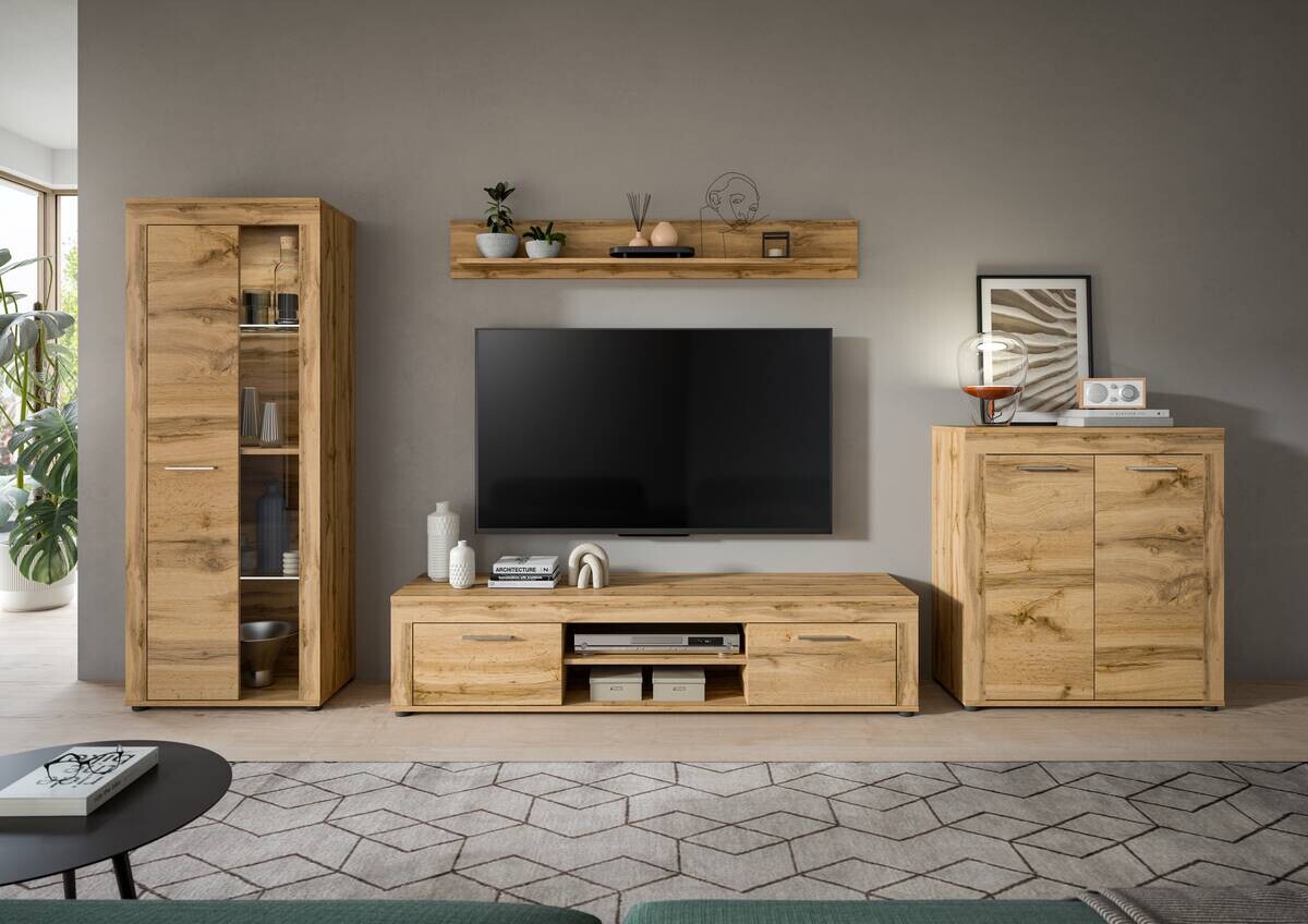 Wohnwand Jam Eiche Wotan Nachbildung B/H/T: ca. 330x159x35 cm