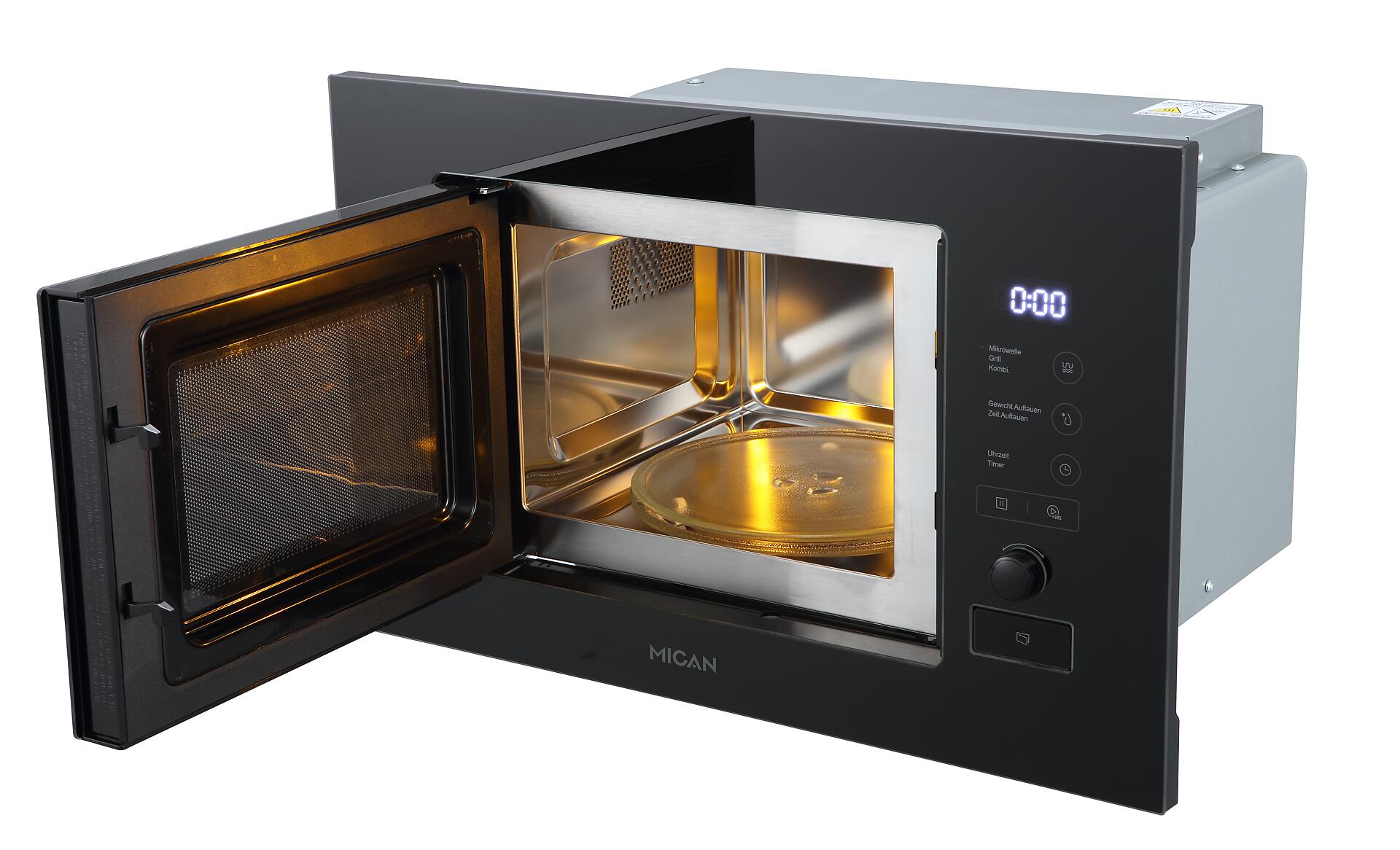 Mican Einbaumikrowelle MGM17SCBG schwarz Edelstahl B/H/T: ca. 59,5x38,2x32 cm