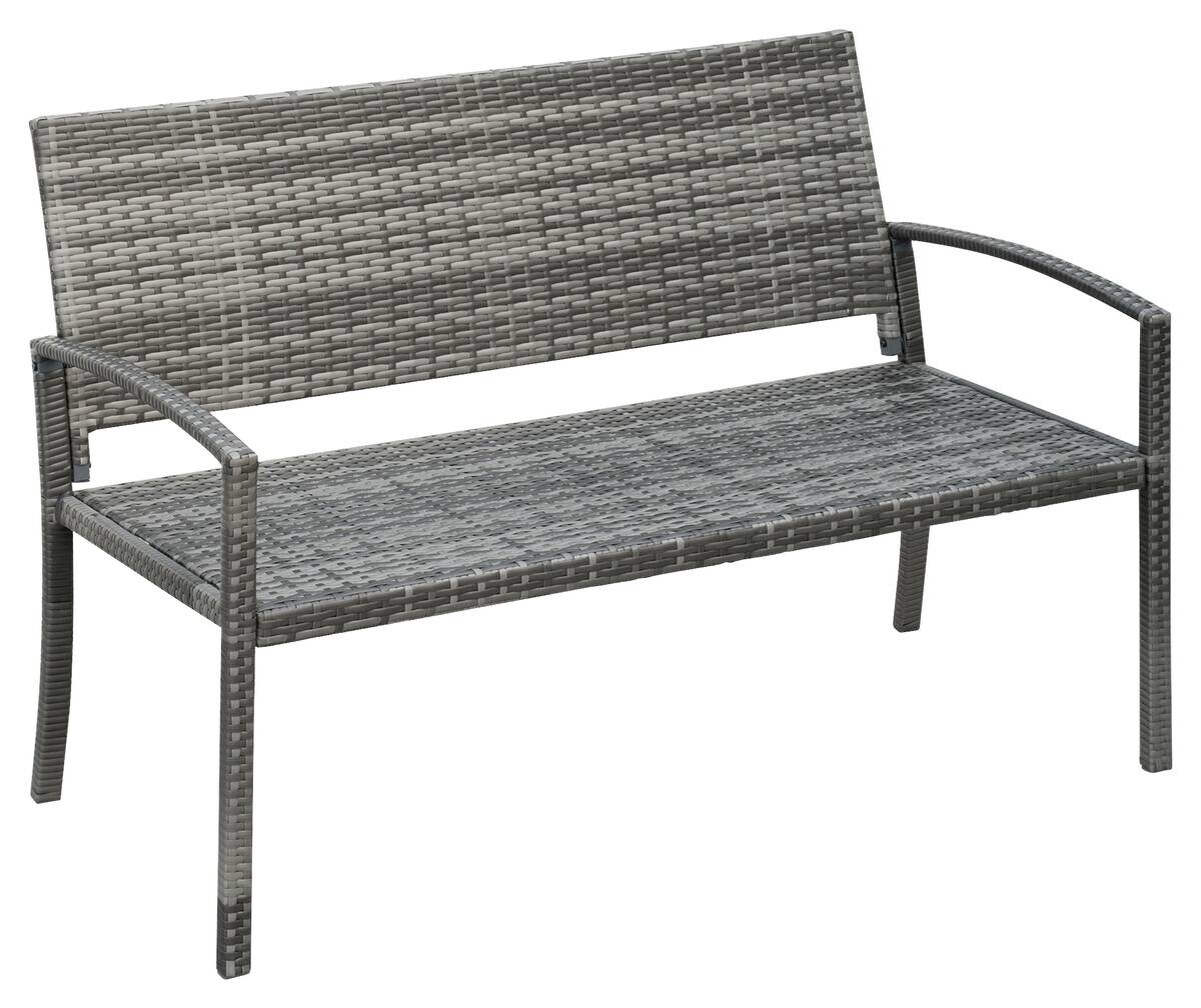 Outsunny Gartenbank grau Polyrattan B/H/L: ca. 60x122x85 cm