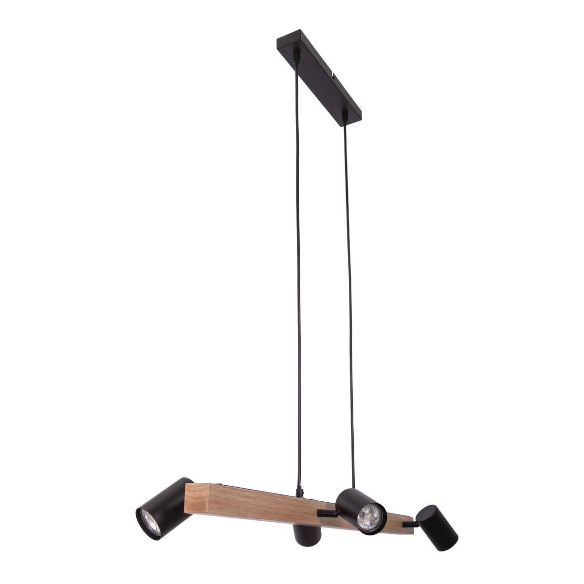 Näve Leuchten Pendelleuchte 7094522 schwarz Holz Metall B/H/T: ca. 24x120x80 cm GU10 4 Brennstellen