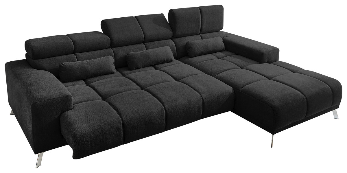 Ecksofa mit elektrischer Sitztiefenverstellung schwarz Flachgewebe B/H/T: ca. 285x99x201 cm