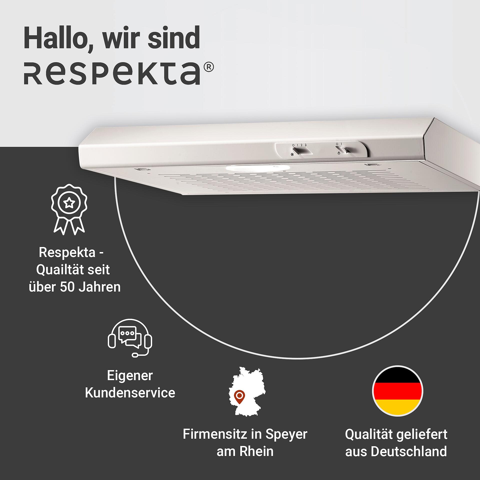 Respekta Dunstabzugshaube DH620WL weiß Edelstahl B/H/T: ca. 60x7,6x47 cm