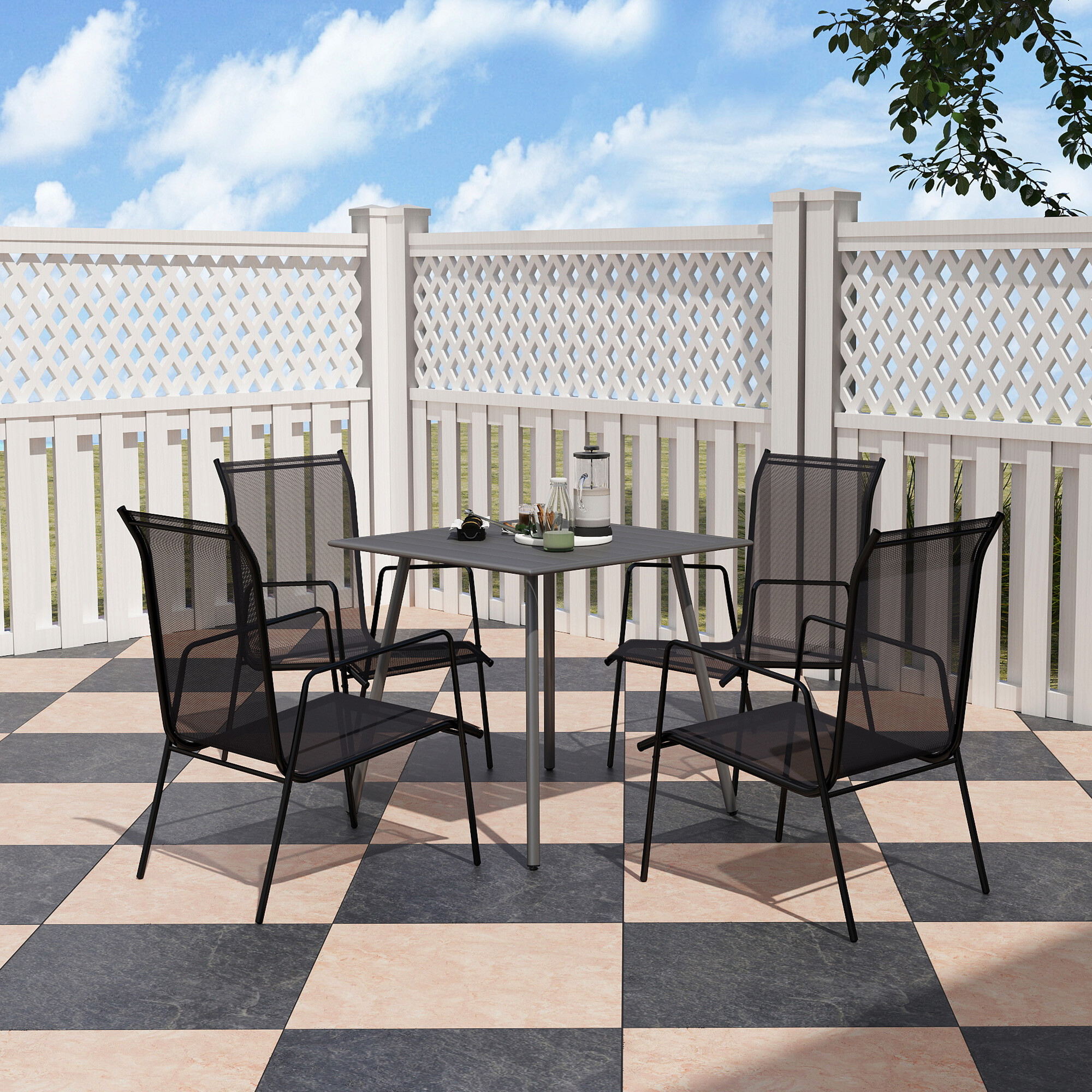 Outsunny Gartentisch grau Stahl B/H/L: ca. 80x74x80 cm