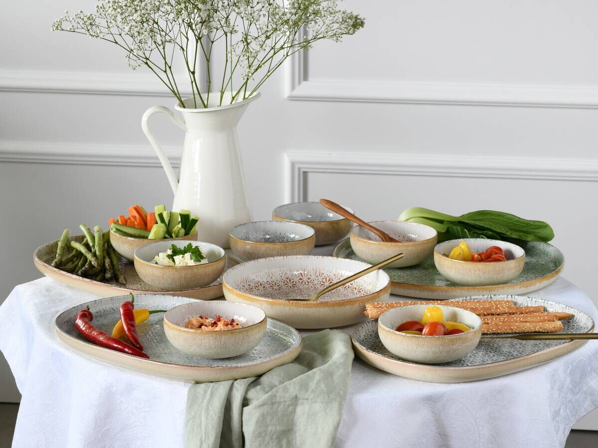 CreaTable Tafelservice Uno Emiliana grün Steinzeug 12 tlg.