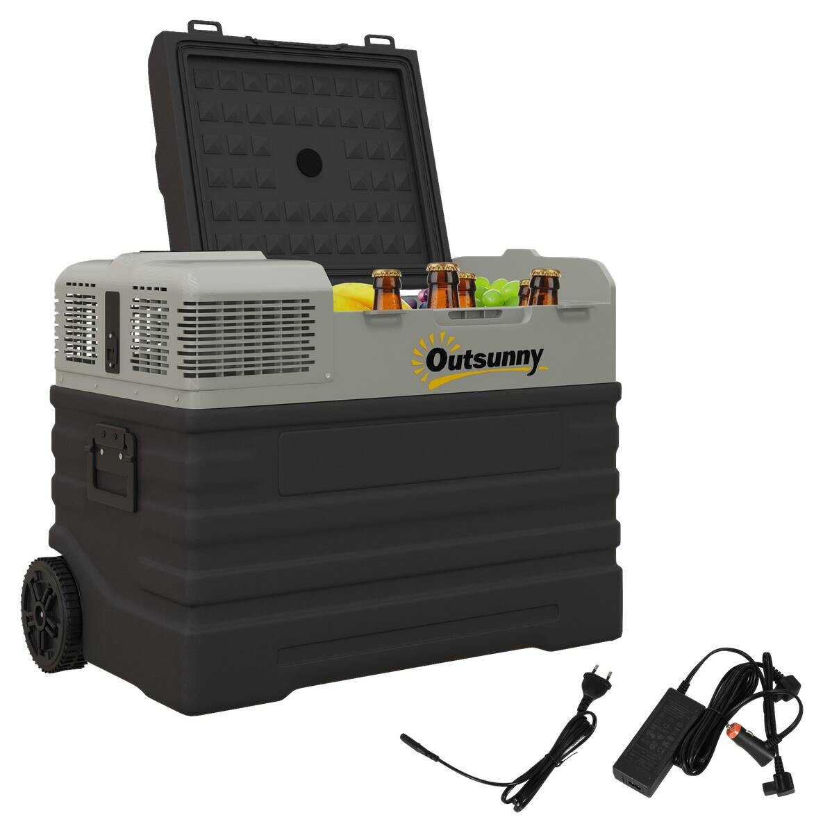 Outsunny Kompressor Kühlbox schwarz Kunststoff Stahl B/H/L: ca. 43x54x69 cm