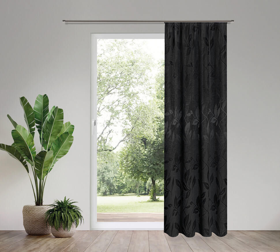 Happy Home Dekovorhang Blätter silber B/L: ca. 140x245 cm