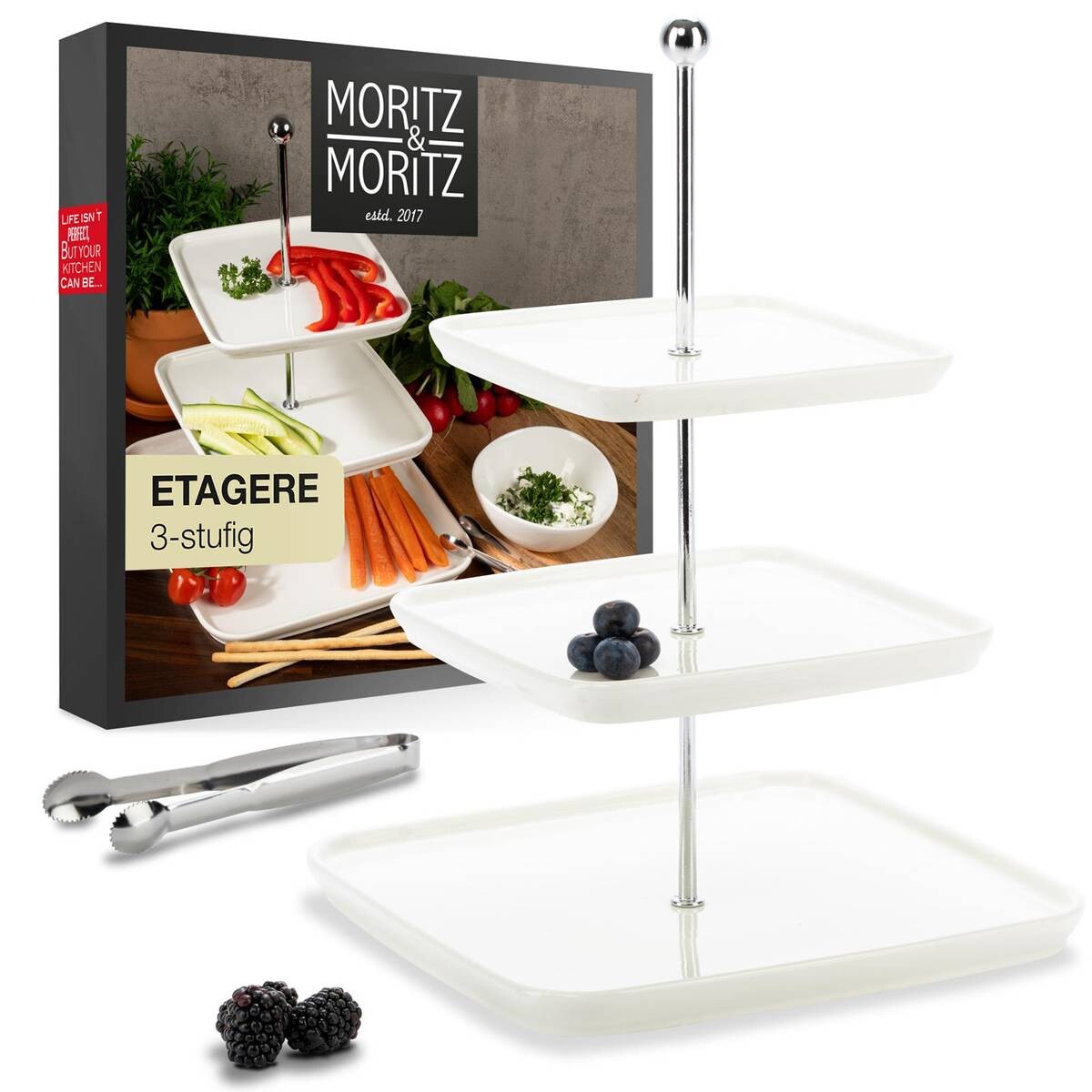 Moritz & Moritz Etagere weiß Porzellan H: ca. 35 cm