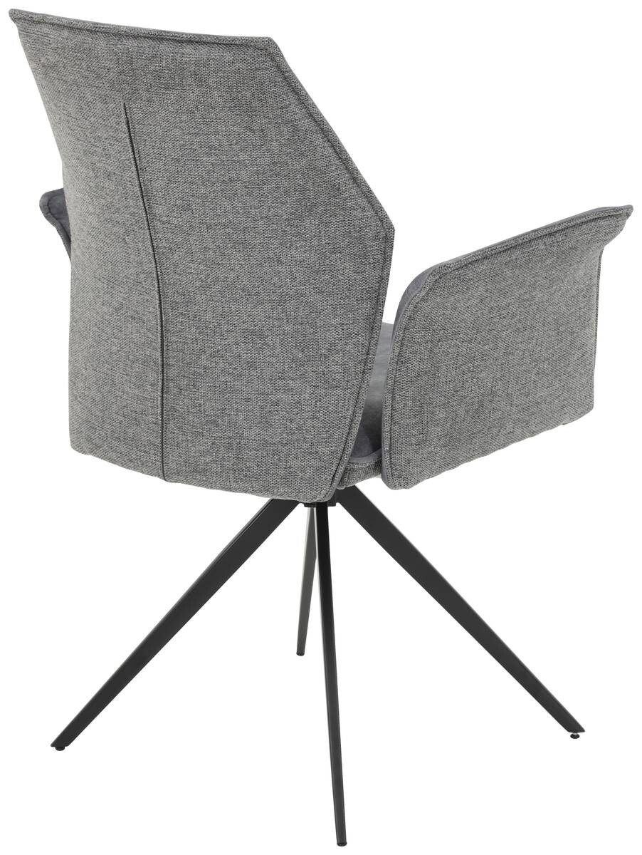 Armlehnstuhl 4er Set SUSANNE grau Vintage schwarz Webstoff Microfaser B/H/T: ca. 65x92x64 cm