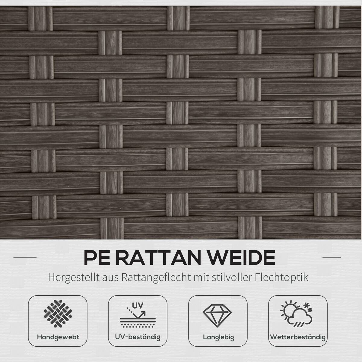 Outsunny Sitzgruppe dunkelgrau Polyrattan B/H/L: ca. 68x120x73 cm