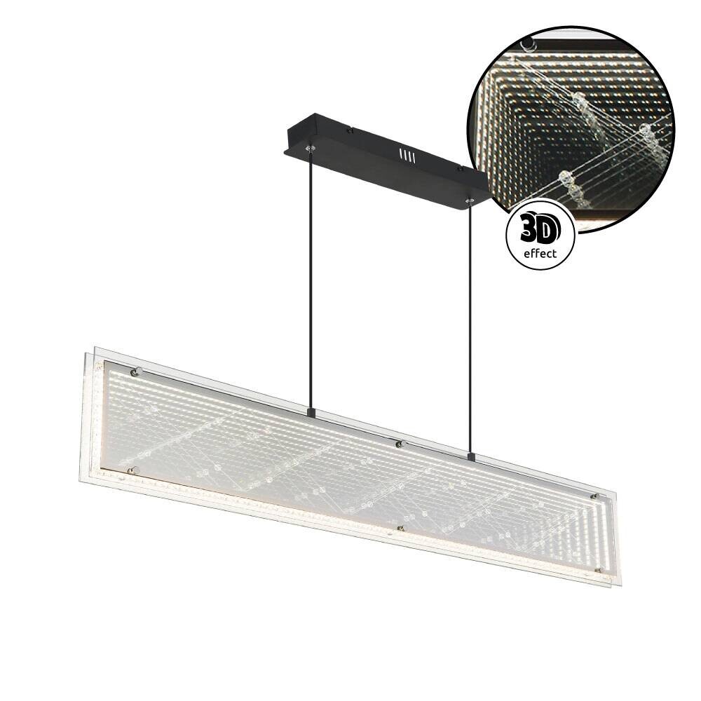 GLOBO Hängeleuchte klar schwarz Aluminium Glas Kunststoff B/H/L: ca. 8x120x113 cm 1.0 Brennstellen