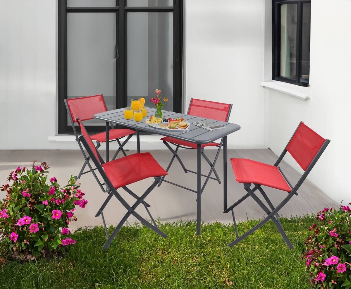 VCM Gartensitzgruppe Sumila rot Stahl B/H/L: ca. 45x79x46 cm