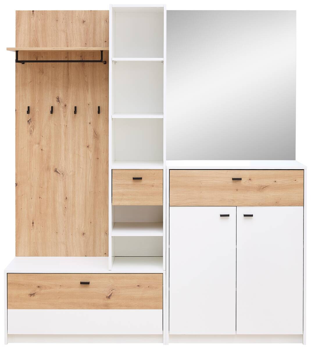 Garderobe Venlo weiß Eiche Artisan Nachbildung B/H/T: ca. 169x196x38 cm Garderobe Venlo weiß Eiche Artisan Nachbildung B/H/T: ca. 169x196x38 cm