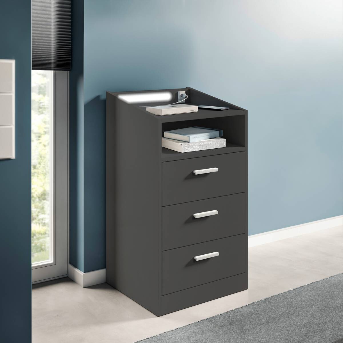 Nachtkonsole Lumo Graphit B/H/T: ca. 46x84x42 cm