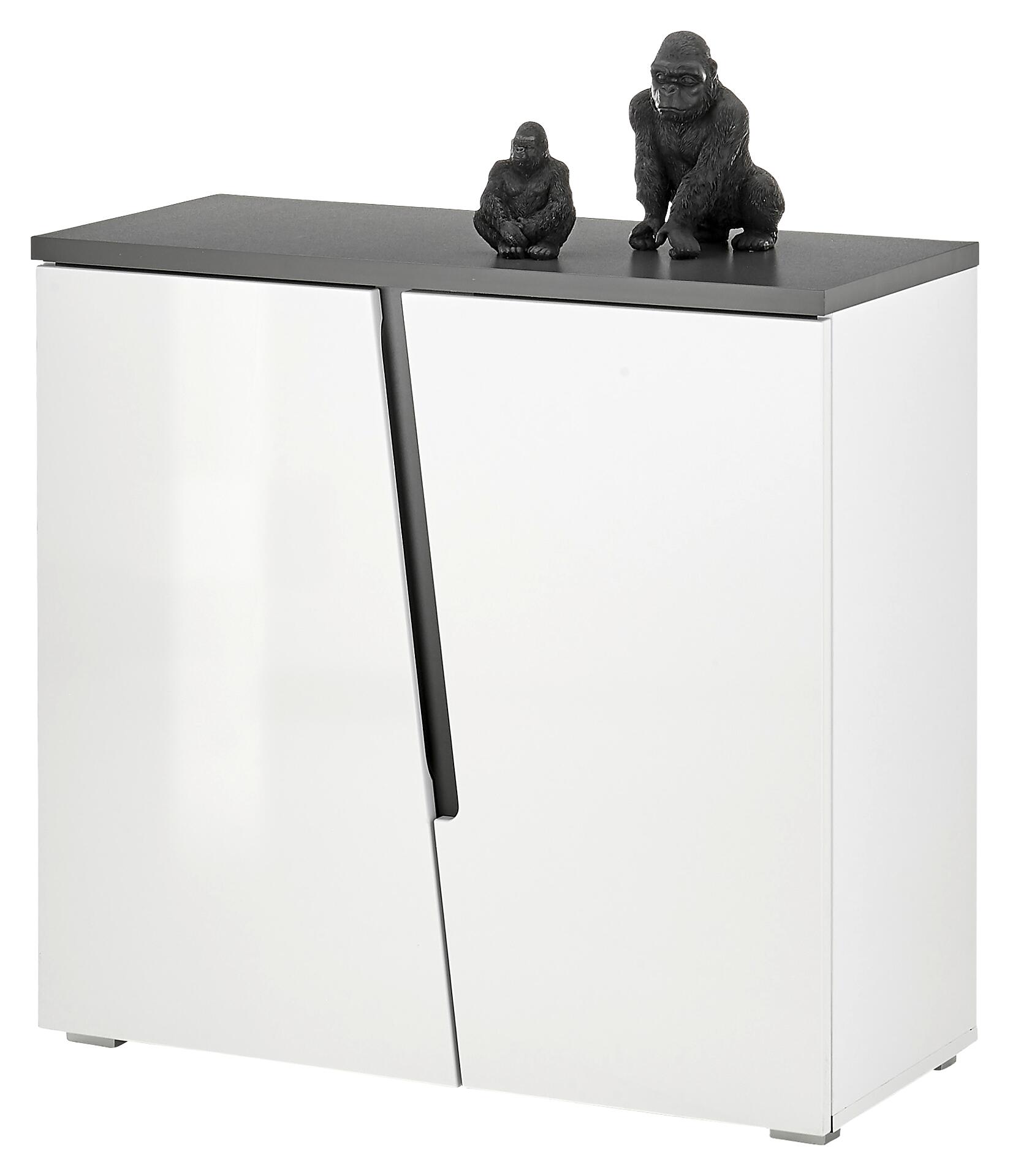 Kommode Boston weiß Hochglanz anthrazit B/H/T: ca. 88x83x38 cm