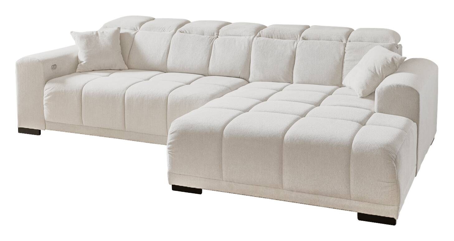 Ecksofa mit elektrischer Sitztiefenverstellung beige Microfaser B/H/T: ca. 301x113x195 cm
