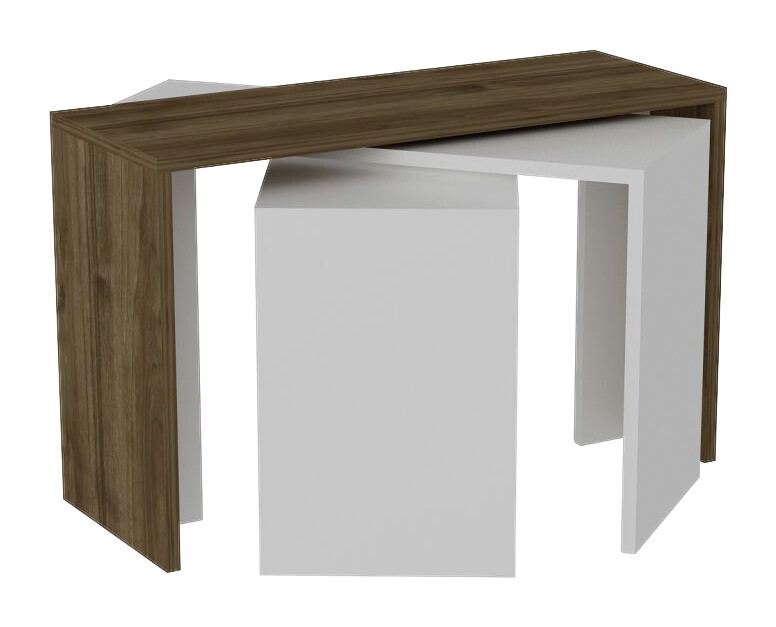 Beistelltisch 3er-Set. Cango weiß walnuss Nachbildung Spanplatte B/H/T: ca. 80x45x30 cm